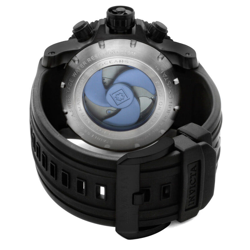 Invicta Sea Hunter Black Carbon Fiber Dial Black PVD Rubber Chronograph Men's Watch #0414 - Watches of America #2