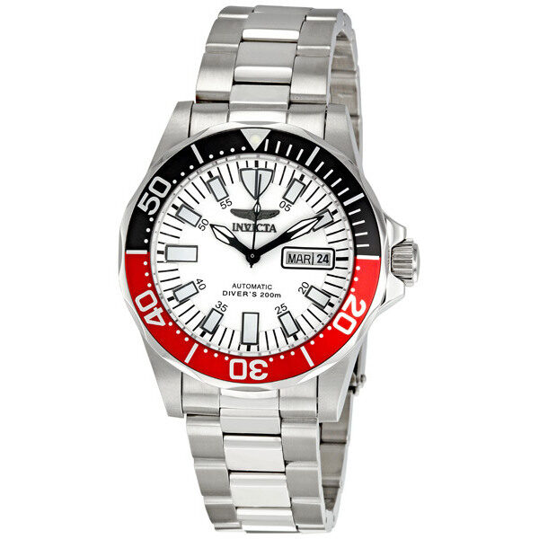 Invicta Signature Pro Diver Automatic White Dial Coke Bezel Men's Watch #7044 - Watches of America