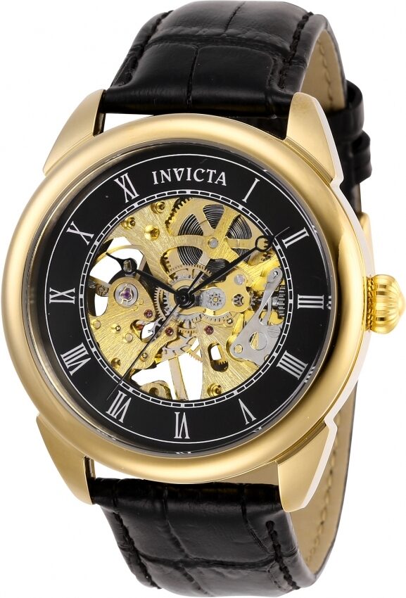 Invicta Specialty Automatic Black Dial Black Leather Men's Watch #28811 - Watches of America