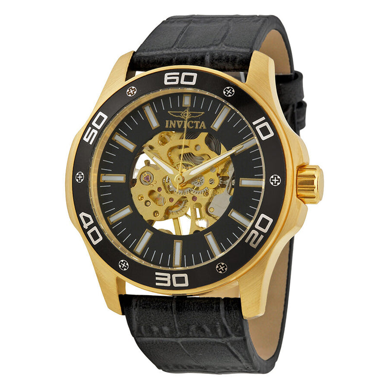 Invicta Specialty Black Skeletal Dial Grey Leather Men's Watch #17261 - Watches of America