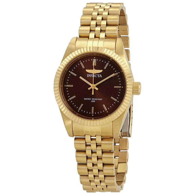 Invicta Specialty Brown Dial Yellow Gold-tone Ladies Watch #29410 - Watches of America