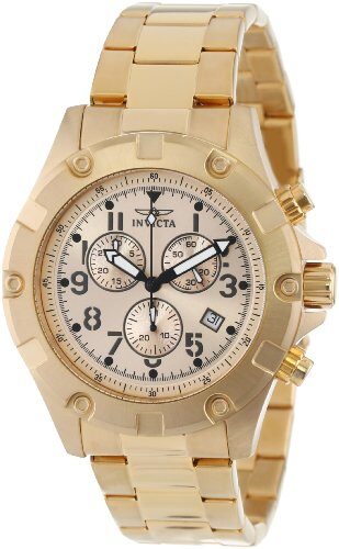 Invicta Specialty Chronograph Champagne Dial 18k Gold Ion-plated Men's Watch #13619 - Watches of America