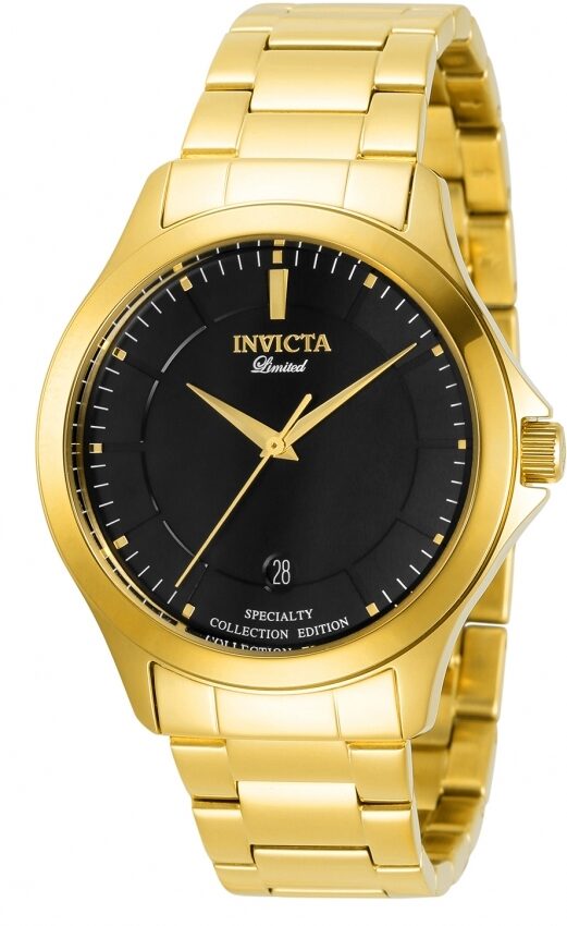 Invicta Specialty Quartz Black Dial Yellow Gold-tone Men's Watch #31125 - Watches of America