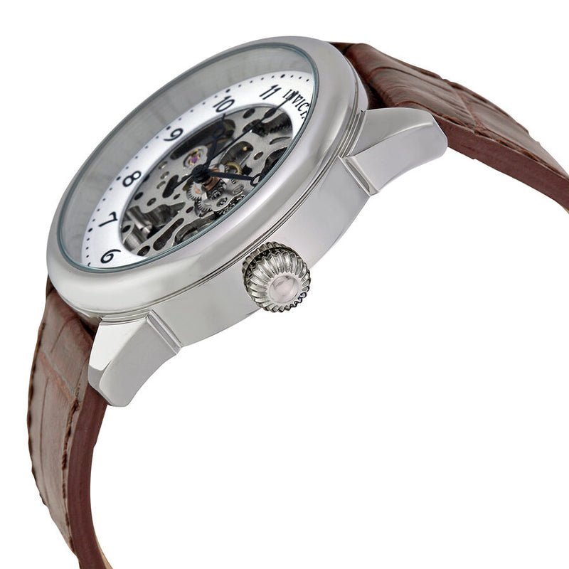 Invicta Specialty Silver Skeleton Dial Brown Leather Men's Watch #17187 - Watches of America #2