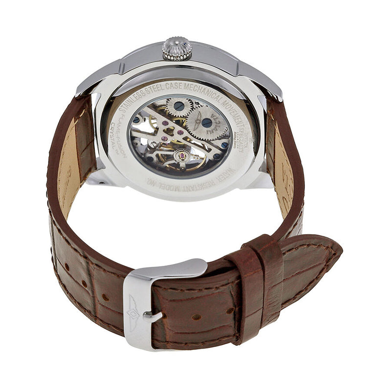 Invicta Specialty Silver Skeleton Dial Brown Leather Men's Watch #17187 - Watches of America #3