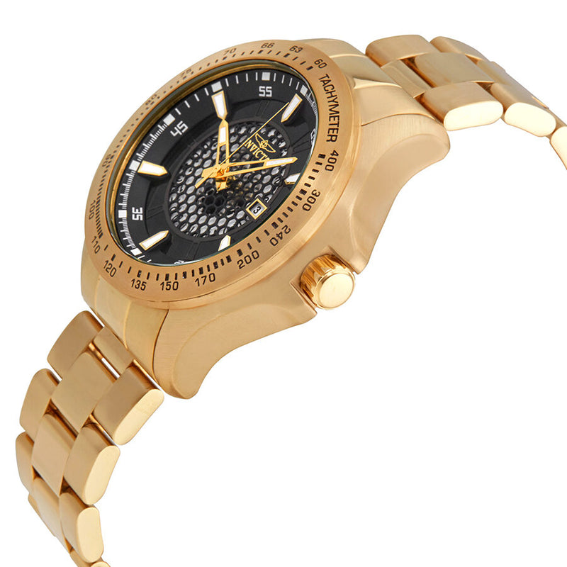 Invicta Speedway Black Dial Yellow Gold-tone Men's Watch #25337 - Watches of America #2