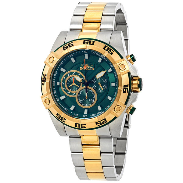 Invicta Speedway Chronograph Green Dial Two-Tone Men's Watch #25539 - Watches of America