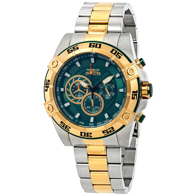 Invicta Speedway Chronograph Green Dial Two-Tone Men's Watch #25539 - Watches of America