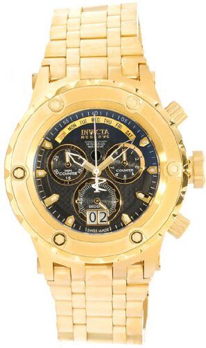 Invicta Subaqua Chronograph Black Dial Yellow Gold Ion-plated Men's Watch #14468 - Watches of America