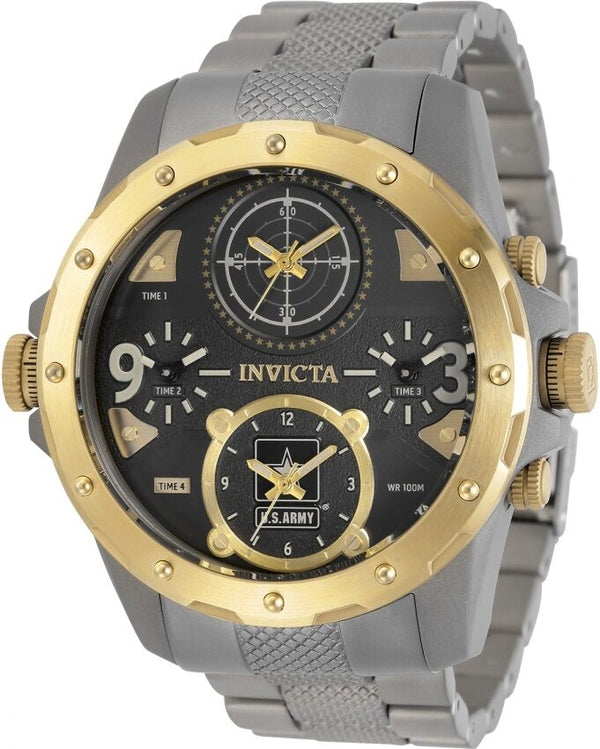 Invicta U.S. Army Quartz Black Four Time Zone Dial Men's Watch #31971 - Watches of America