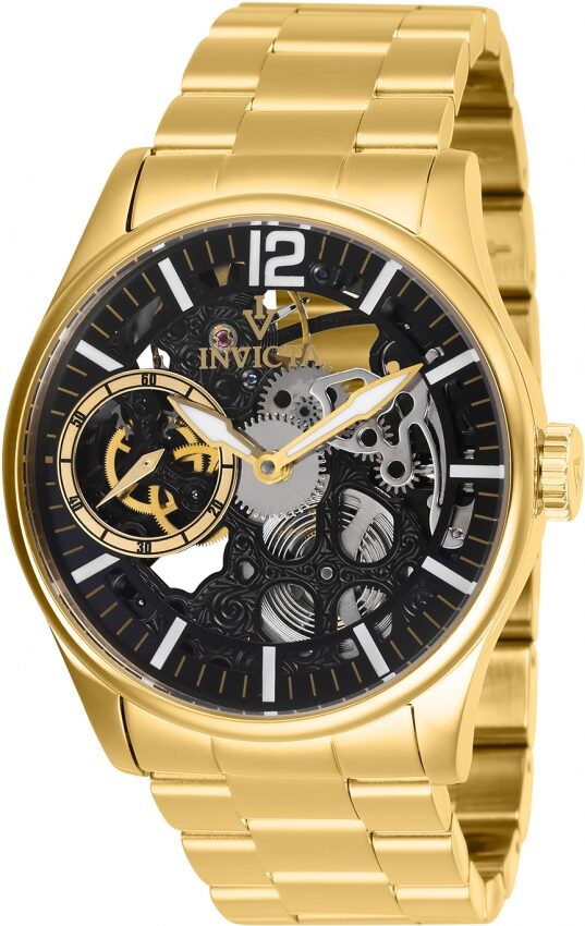 Invicta Vintage Black Exo-Skeletal Dial Men's Watch #27566 - Watches of America