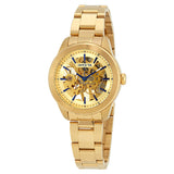 Invicta Vintage Automatic Gold Skeleton Dial Ladies Watch #25751 - Watches of America