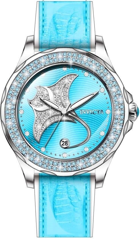 Invicta Wildflower Manta Ray Quartz Crystal Blue Dial Ladies Watch #32667 - Watches of America