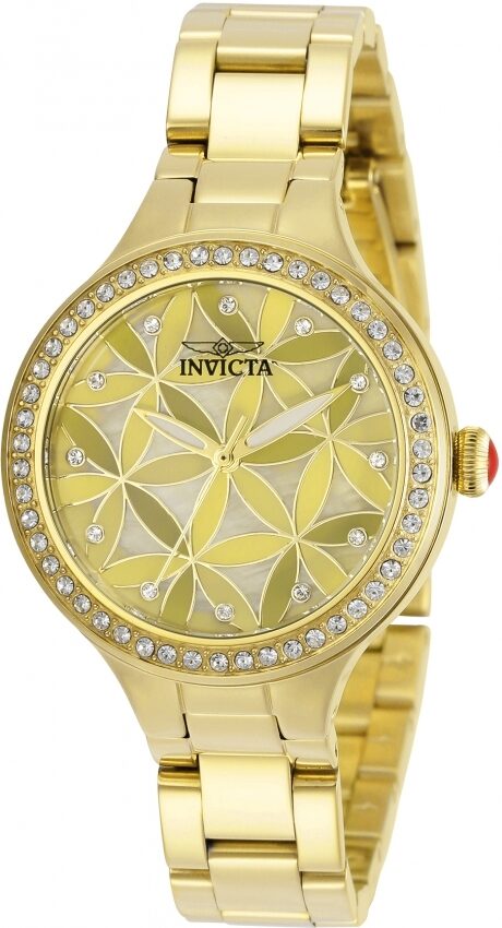 Invicta Wildflower Quartz Crystal Gold Dial Ladies Watch #30970 - Watches of America