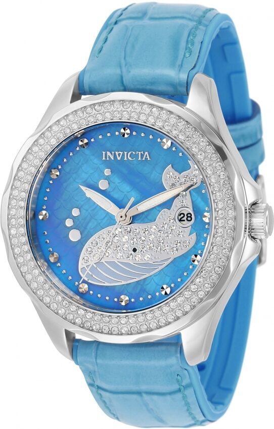 Invicta Wildflower Whale Quartz Crystal Blue Dial Ladies Watch #32673 - Watches of America