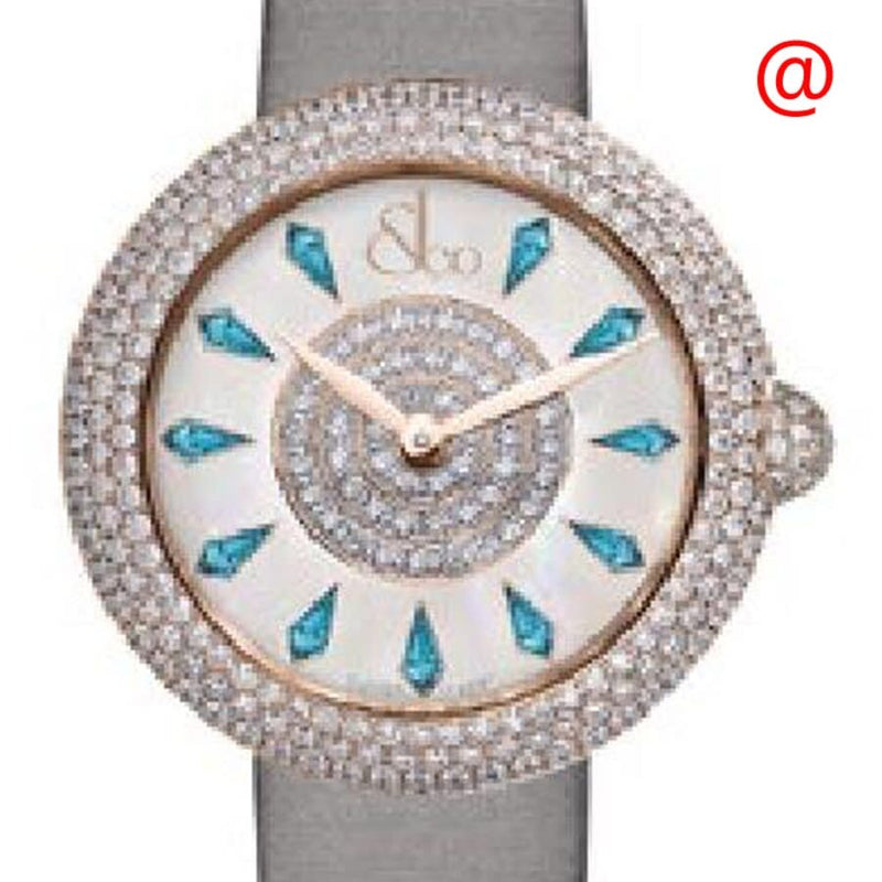 Jacob & Co. Brilliant Half Pave Quartz Diamond White Dial Ladies Watch #BQ03040RHKGA - Watches of America