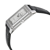 Jaeger LeCoultre Grande Reverso Silver Dial Black Leather Ladies Watch #Q3208423 - Watches of America