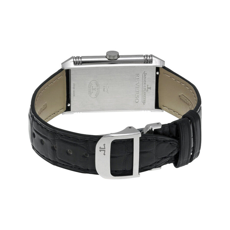 Jaeger LeCoultre Grande Reverso Silver Dial Black Leather Ladies Watch #Q3208423 - Watches of America #3