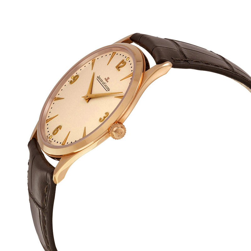 Jaeger LeCoultre Master Ultra Thin Off White Dial 18kt Rose Gold Brown Leather Men's Watch #Q1342420 - Watches of America