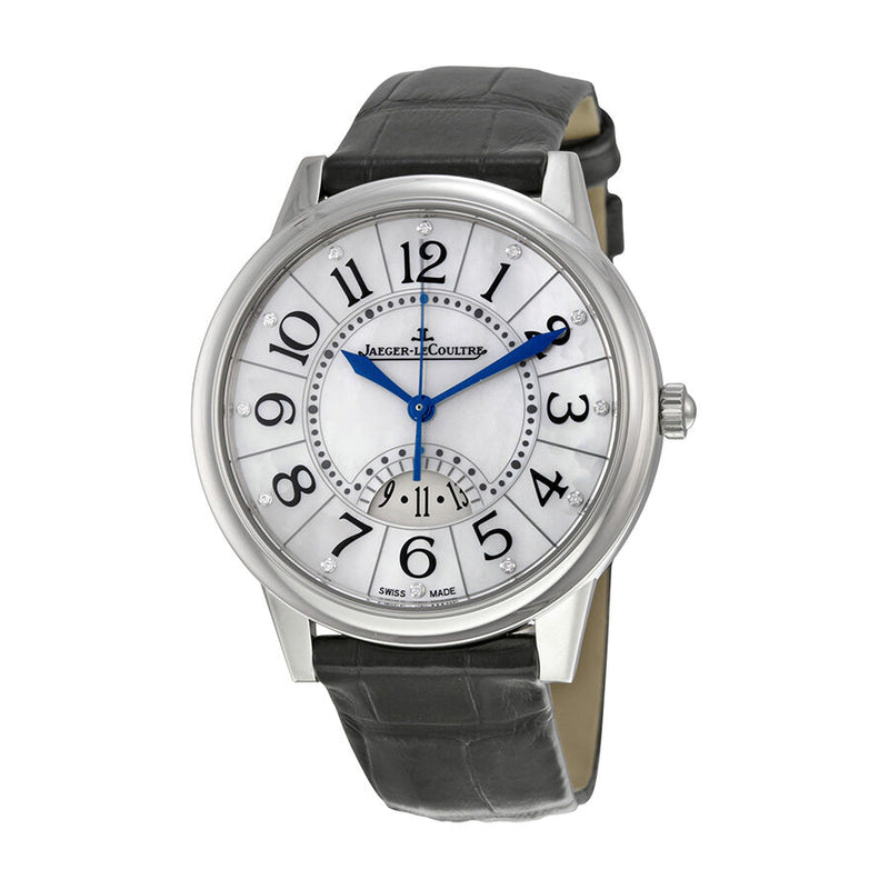 Jaeger LeCoultre Rendez-Vous Date Mother of Pearl Dial Black Leather Men's Watch #Q3548490 - Watches of America