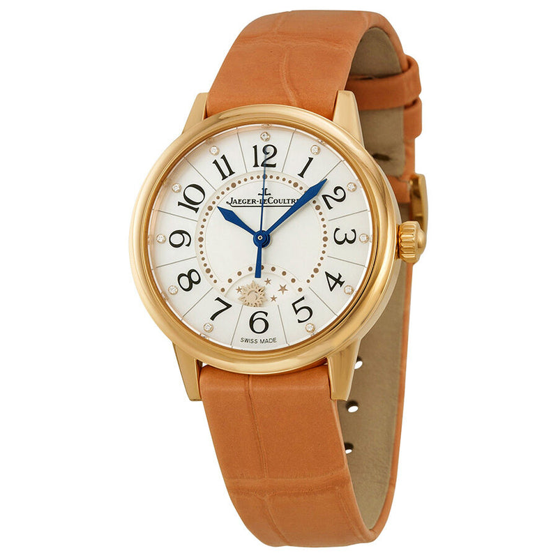 Jaeger Lecoultre Rendez-vous Night & Day Mother of Pearl Dial Gold Leather Ladies Watch #Q3462590 - Watches of America