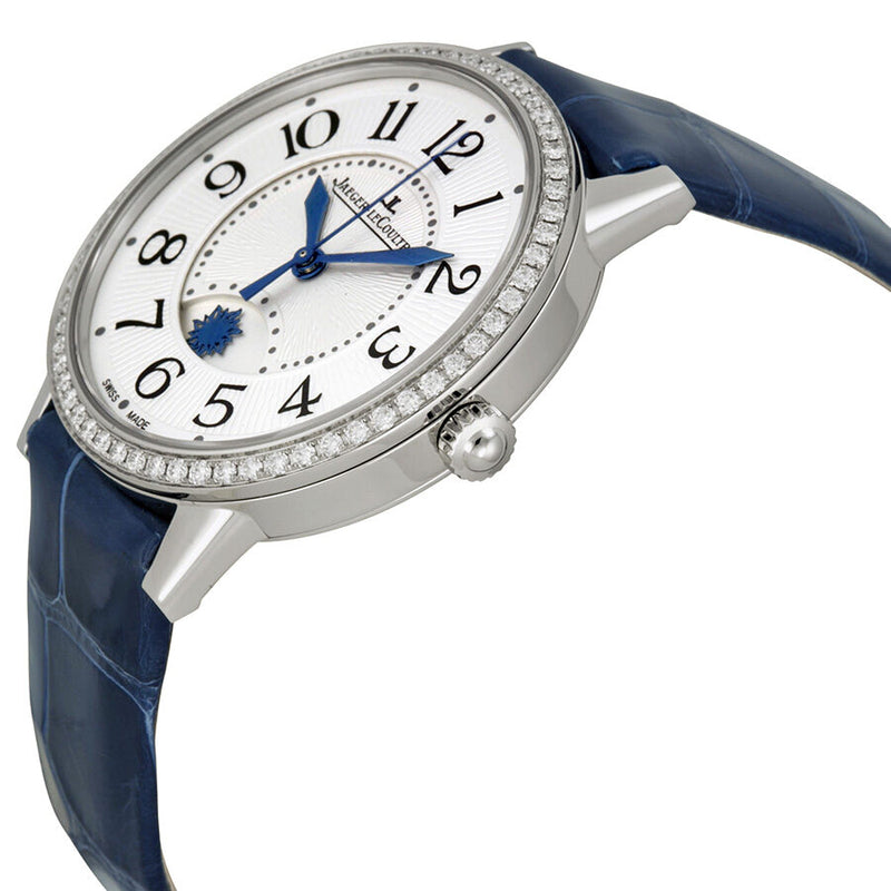 Jaeger LeCoultre Rendez-Vous Silver Dial Diamond Bezel Blue Leather Ladies Watch #Q3448420 - Watches of America #2