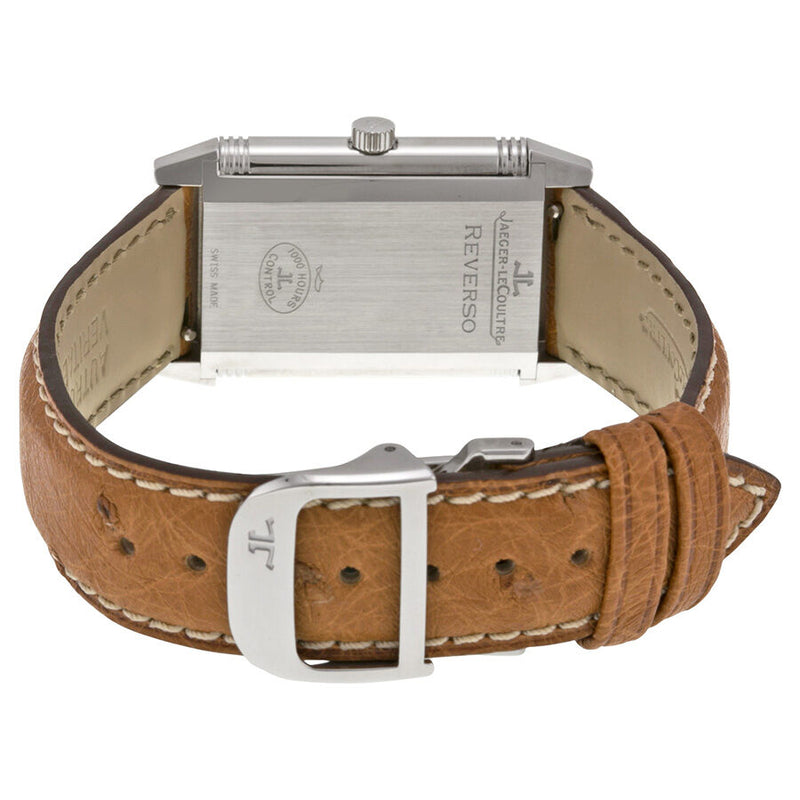 Jaeger LeCoultre Reverso Classic Silver Dial Brown Ostrich Leather Unisex Watch #Q2508411 - Watches of America #4