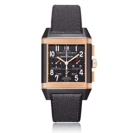 Jaeger LeCoultre Reverso Squadra Black Dial 18kt Rose Gold Men's Watch #Q7012471 - Watches of America