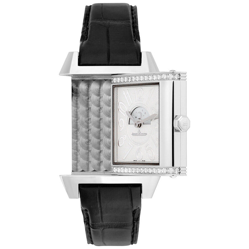 Jaeger LeCoultre Reverso Squadra Lady Duetto Silver and Black Dial Ladies Watch #Q7058430 - Watches of America