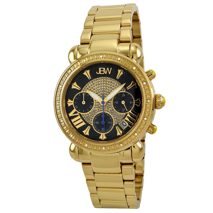 JBW Victory Chronograph Black Pave Dial Diamond Ladies Watch #JB-6210-B - Watches of America