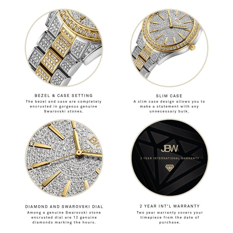 JBW Cristal 34 Quartz Diamond Gold Dial Ladies Watch #J6383D - Watches of America #4