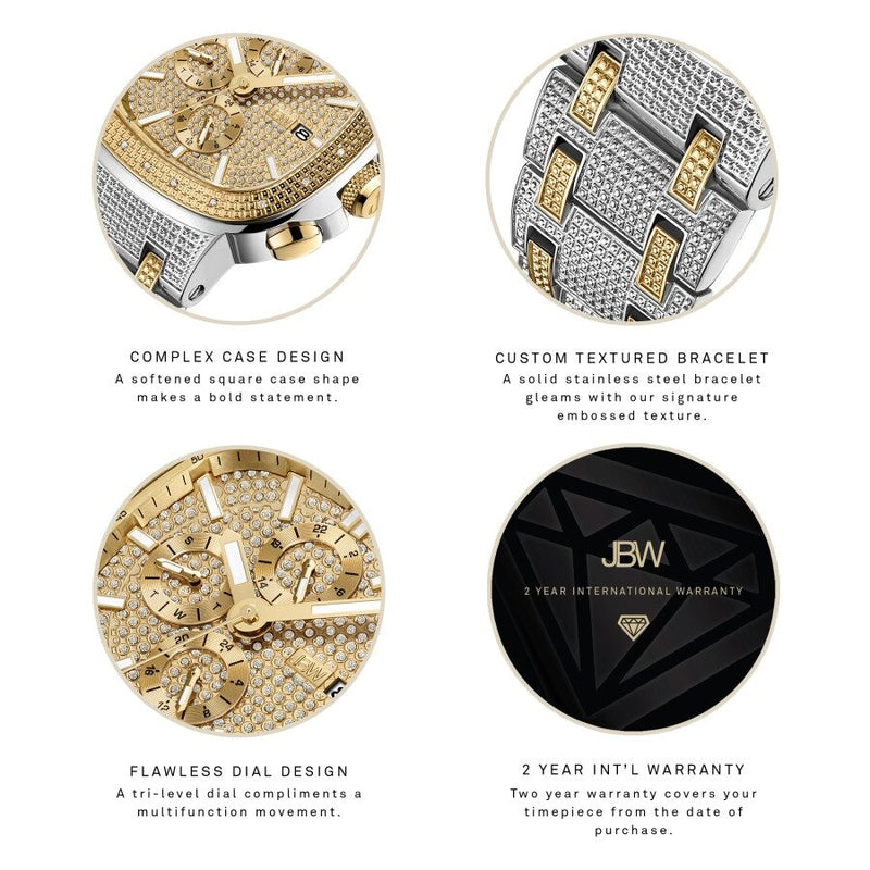 JBW Heist Quartz Diamond Gold Dial Men's Watch #J6380B - Watches of America #4