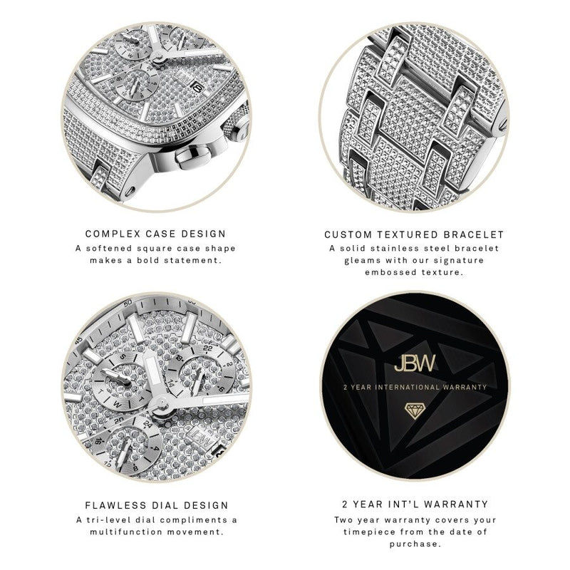 JBW Heist Quartz Diamond Silver Dial Men's Watch #J6380D - Watches of America #4