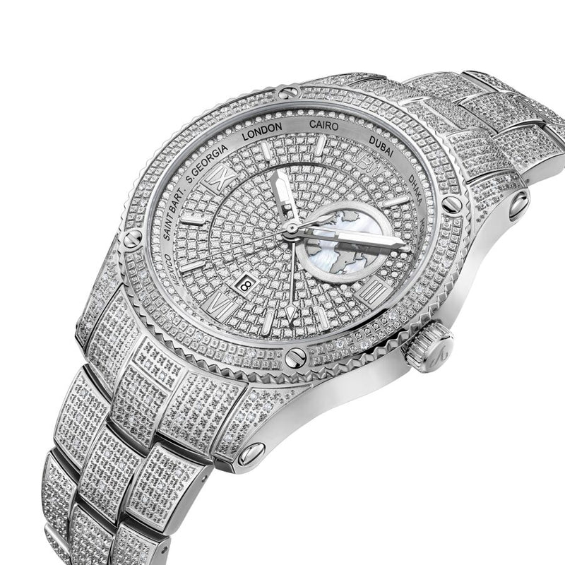 Jbw Jet Setter GMT Quartz Diamond Silver Dial Men's Watch #J6370B - Watches of America #2