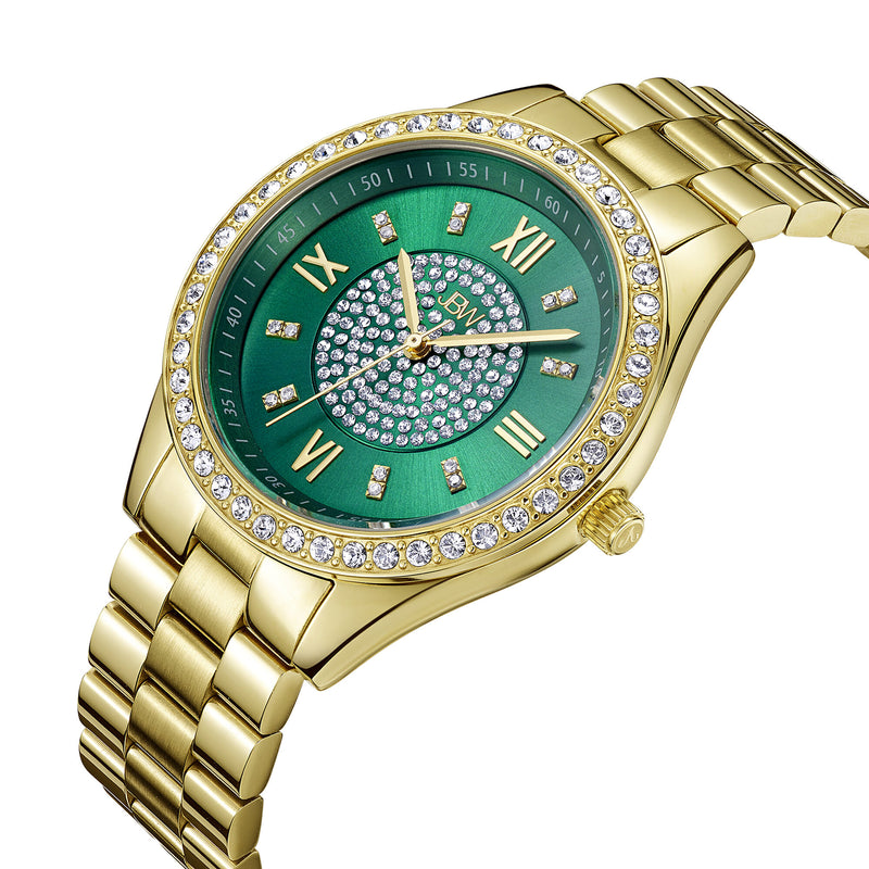 JBW Mondrian Green Diamond Dial 18kt Gold-plated Ladies Watch #J6303E - Watches of America #2