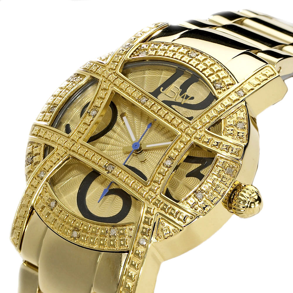 JBW Olympia Gold Sunray Dial Gold Plated Stainless Steel Diamond Ladies Watch JB 6214 A Watches of America