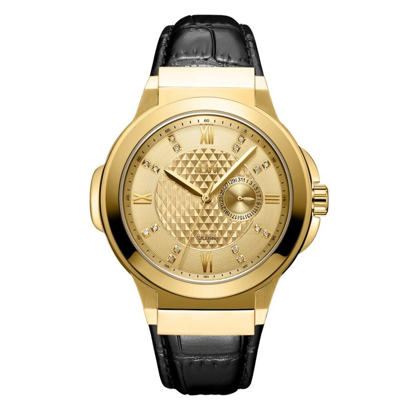 JBW Saxon 48 Quartz Diamond Gold Dial Men's Watch #J6373C - Watches of America