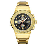JBW Saxon Black Dial 18K Yellow Gold-Plated Stainless Steel Diamond Men's Watch #JB-6101-J - Watches of America