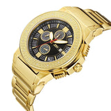 JBW Saxon Black Dial 18K Yellow Gold-Plated Stainless Steel Diamond Men's Watch #JB-6101-J - Watches of America #2