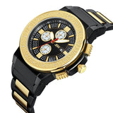 JBW Saxon Black Dial Black and Gold IP Steel Diamond Men's Watch #JB-6101-K - Watches of America #2