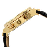 JBW Saxon Gold Dial Diamond Gold-tone Black Leather Watch Men's Watch #JB-6101L-D - Watches of America #3