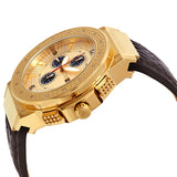 JBW Saxon Gold-tone Sunray Crystal Dial Gold-tone Stainless Steel Diamond Bezel Brown Leather Strap Men's Watch #JB-6101L-E - Watches of America #2