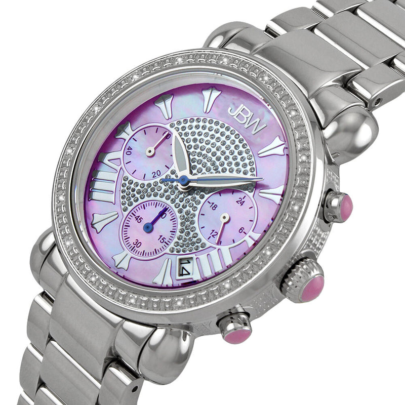 JBW Victory Pink Mother of Pearl Chronograph Dial Diamond Ladies Watch #JB-6210-F - Watches of America #2