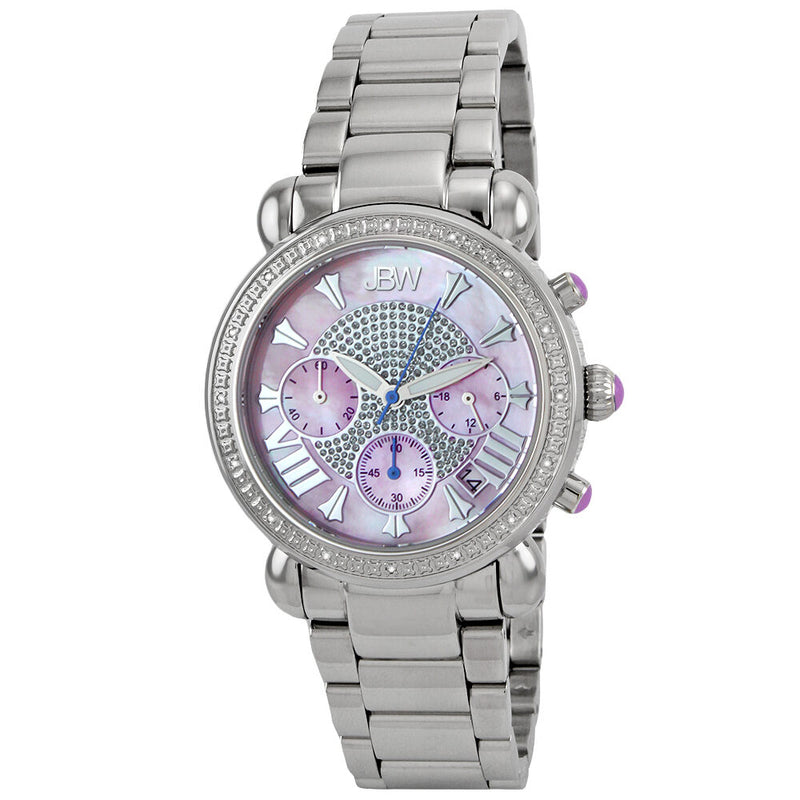JBW Victory Pink Mother of Pearl Chronograph Dial Diamond Ladies Watch #JB-6210-F - Watches of America