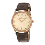 Jaeger LeCoultre Master Ultra Thin Off White Dial 18kt Rose Gold Brown Leather Men's Watch #Q1342420 - Watches of America #3