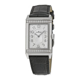 Jaeger LeCoultre Grande Reverso Silver Dial Black Leather Ladies Watch #Q3208423 - Watches of America #4