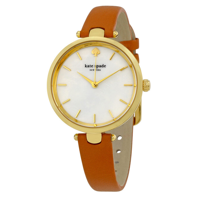 Kate Spade Holland White Dial Brown Leather Ladies Watch #KSW1156 - Watches of America