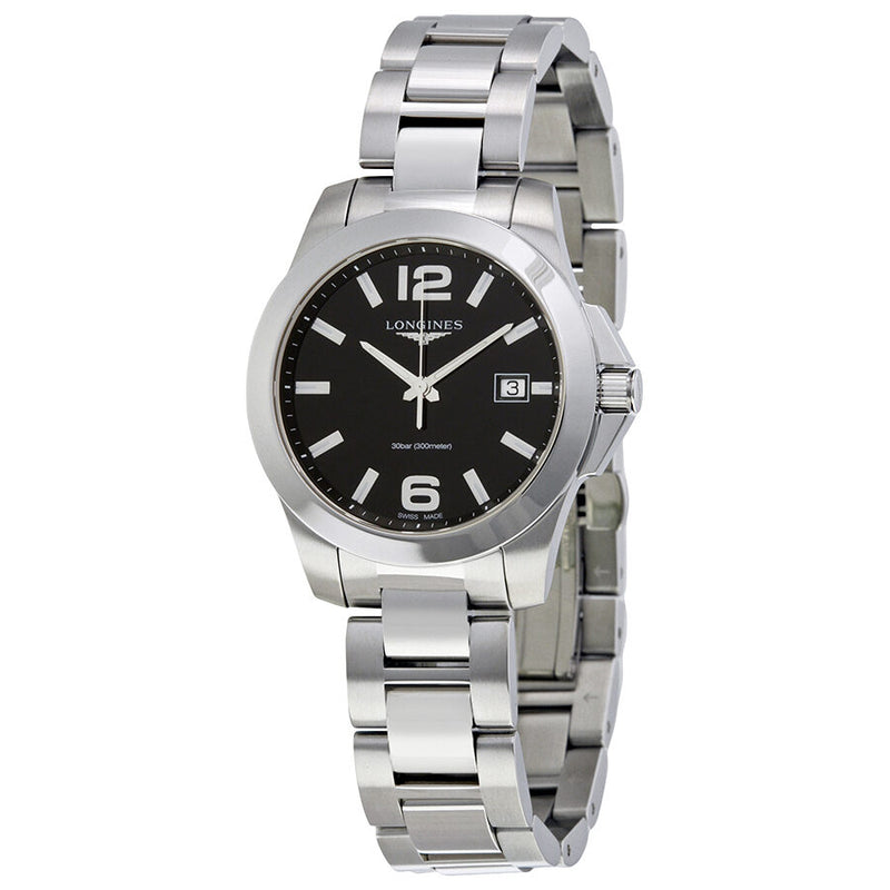 Longines Black Dial Stainless Steel Ladies Watch #L3.378.4.58.6 - Watches of America
