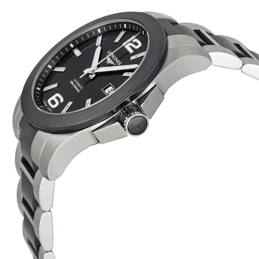 Longines Conquest Automatic Black Dial Steel and Black Ceramic