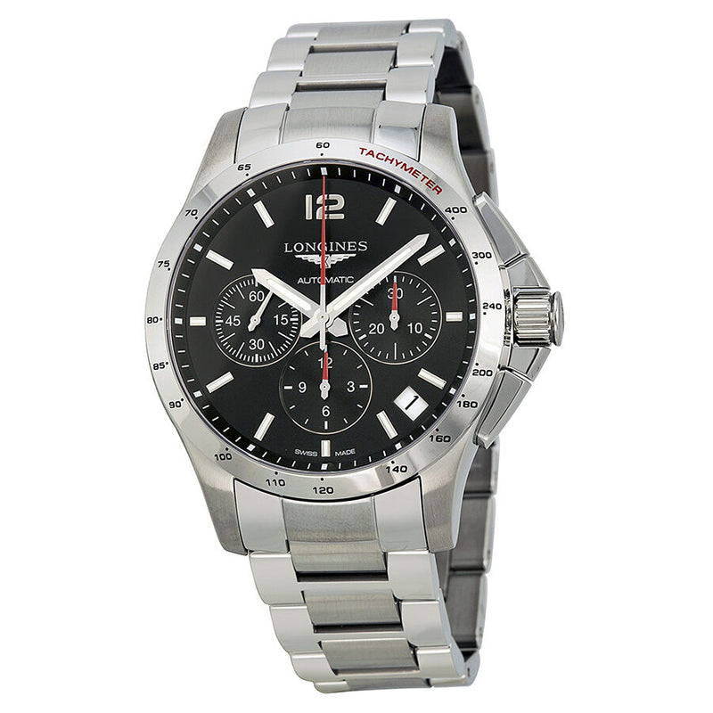 Longines Conquest Automatic Chronograph Black Dial Stainless Steel Men's Watch #L36974566 - Watches of America